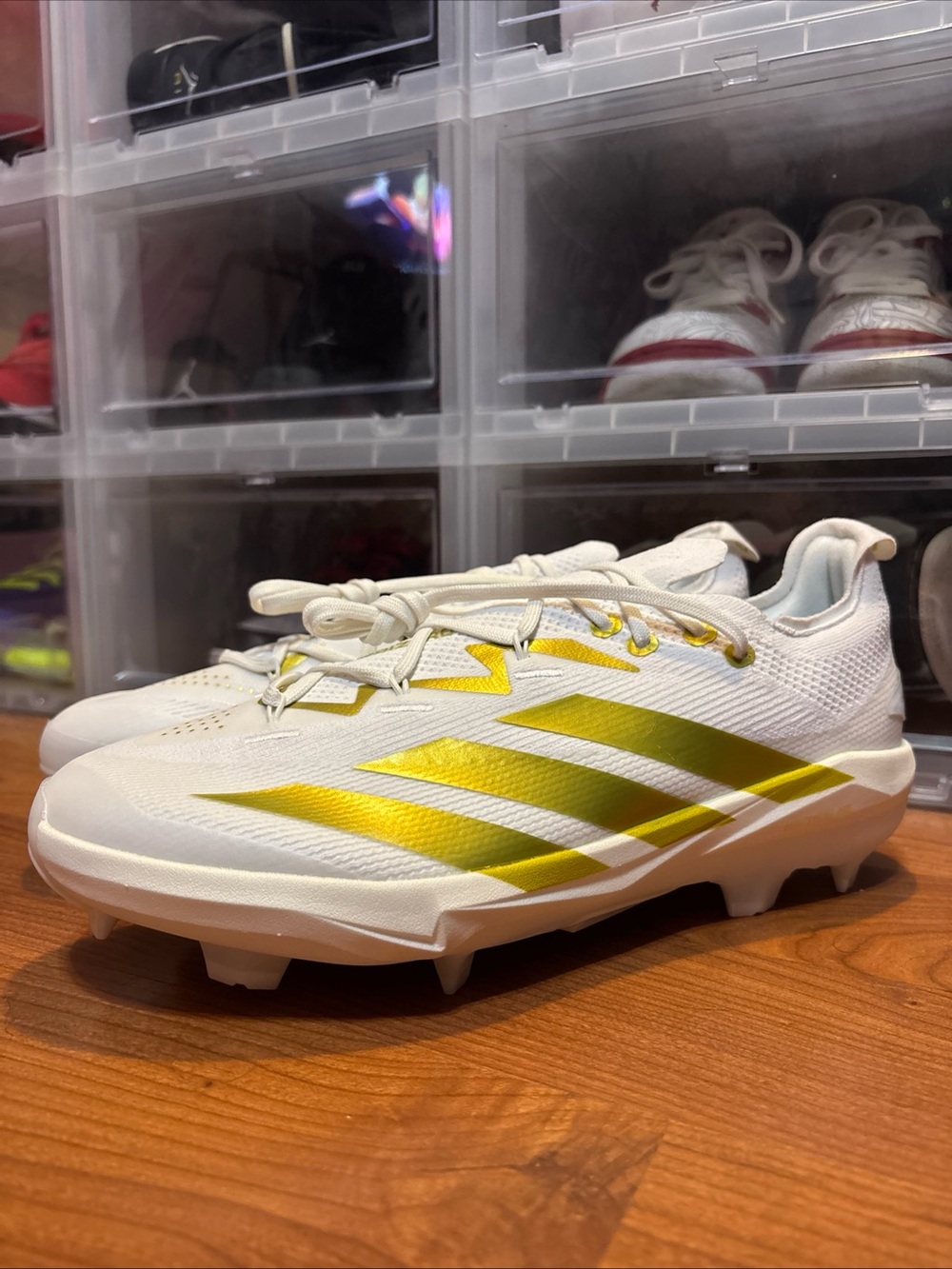 Adidas Electric+ 2 TPU White Gold JI1477 Baseball Cleats Men’s Sz 11.5 NWOB